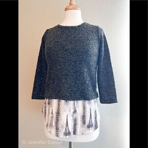 Style & Co 3/4 sweater with attached faux blouse